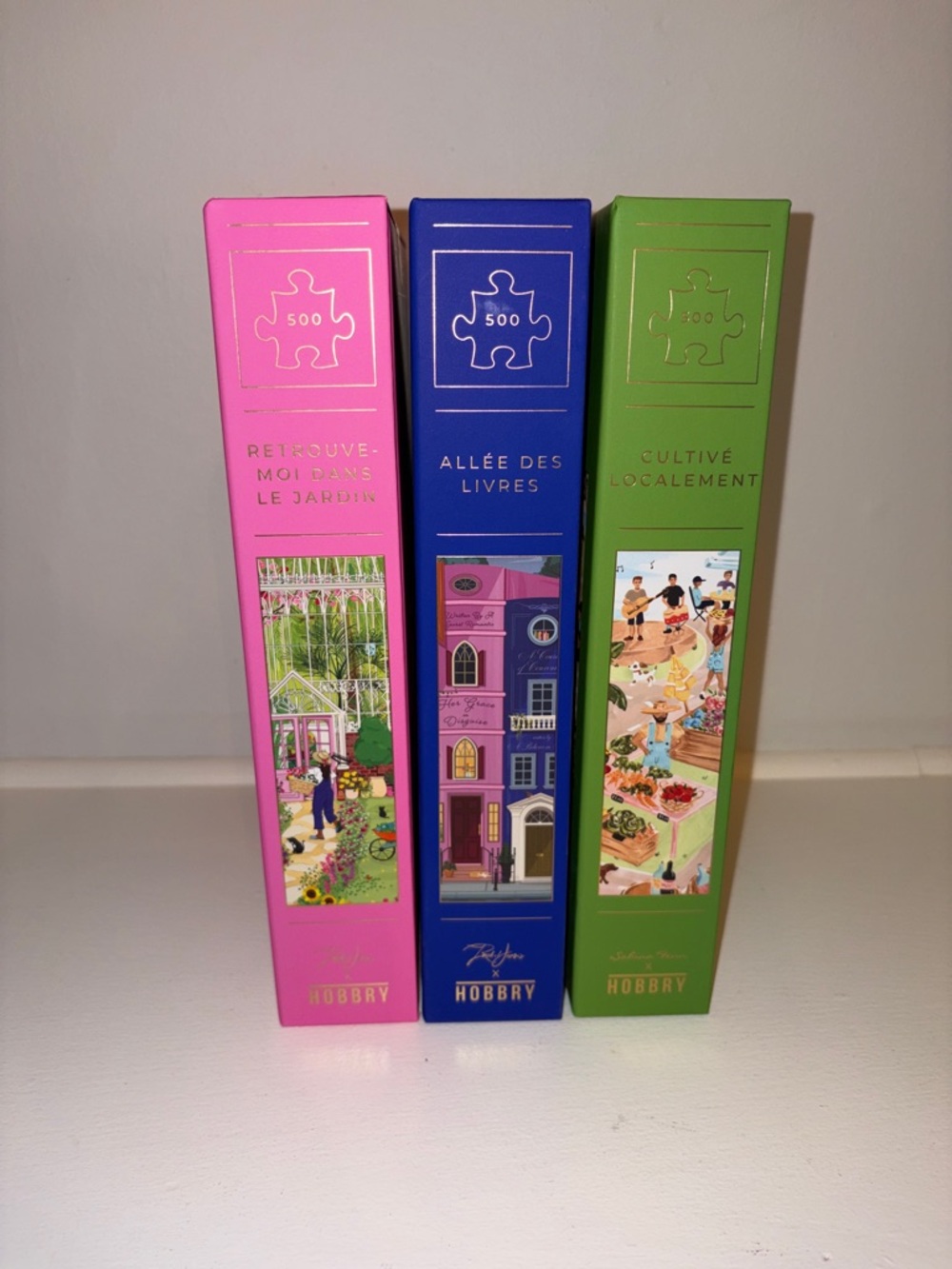 Hobbry 500 Piece Puzzle Set 3 Pack Garden Books Market Jigsaw